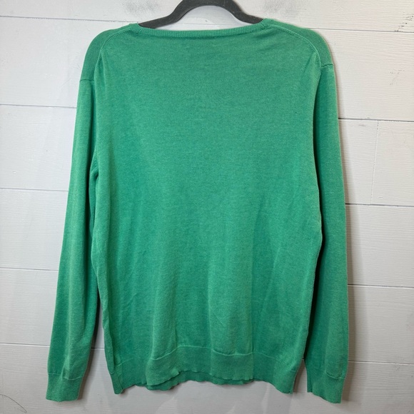 Vineyard Vines | Women's Cotton Preppy Green V-Neck Sweater Size Large - Picture 2 of 7